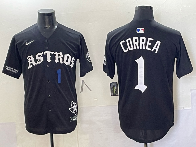 Men 2025 Houston Astros #1 Correa black  Game Nike MLB Jersey style 0043->houston astros->MLB Jersey